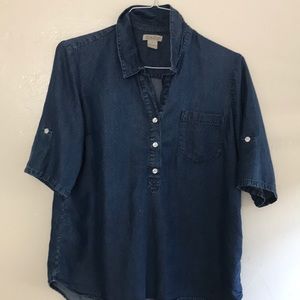 Lucky Brand small white dots jean top Large